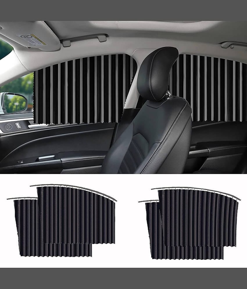 GEEO Universal Fit Magnetic Car Side Window Privacy Sunshade, Car Sun Shade Side Window, Magnet Pleated Curtains for Car Window, Removable Car Window Curtains (Multicolor, 4PCS)