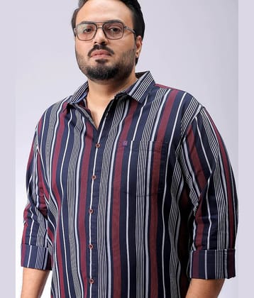 HARDSODA Cotton Blend Regular Fit Striped Full Sleeves Men's Casual Shirt - Navy Blue ( Pack of 1 )