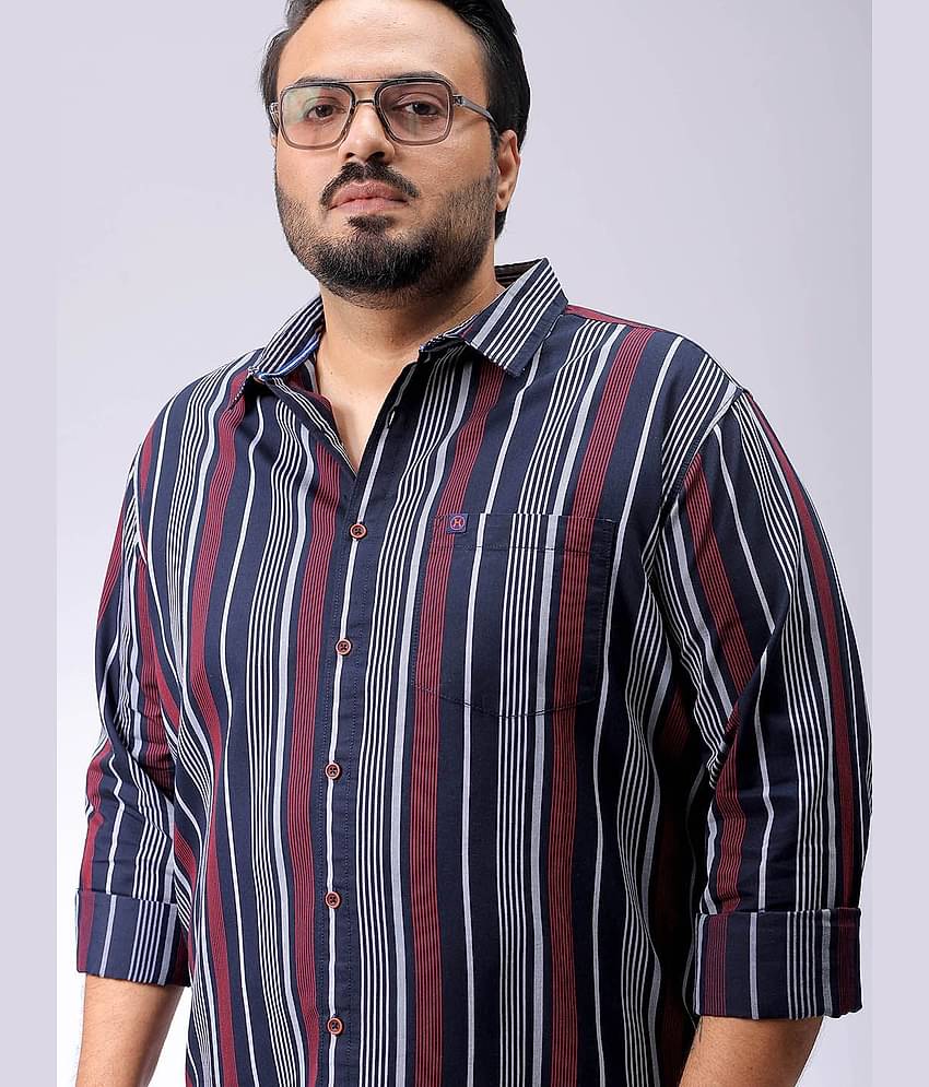 HARDSODA Cotton Blend Regular Fit Striped Full Sleeves Men's Casual Shirt - Navy Blue ( Pack of 1 )