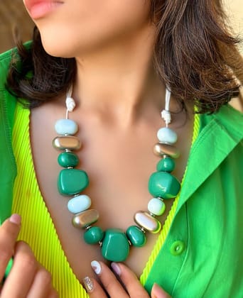 Colourful Beaded Neckhuggers-Green