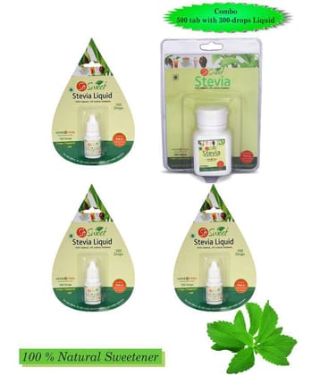 So Sweet (500 Tablet+ 100x3 Drops) Sugar Substitute Powder 200 g Pack of 4