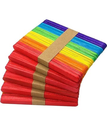 ECLET 200 Colour Wooden Craft Stick Premium Natural Wooden Piece Ice Cream Sticks(A)