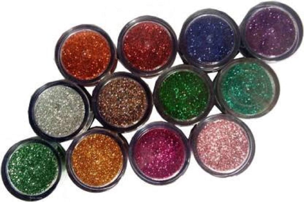 Elecsera Super Bright Multi Colors Eye Dry Thick Shimmer Glitters - Pack of 12 Pcs 48 g (Multicolor) - Makeup - Sets and Kits | Buy online on ZillyBuy