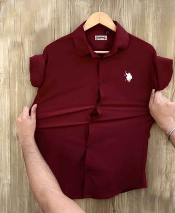 U.S. POLO Full Sleeves Lycra Shirt Maroon (Size - XXL)
