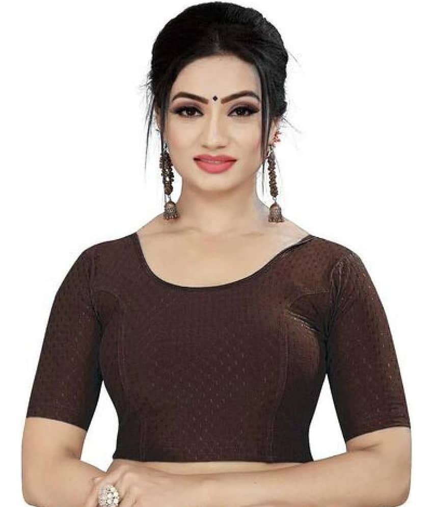 RUNAYA NX Brown Readymade without Pad Lycra Women's Blouse ( Pack of 1 )