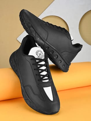 Woakers Black Synthetic Leather Lace Up Causal Shoes for Men - UK6