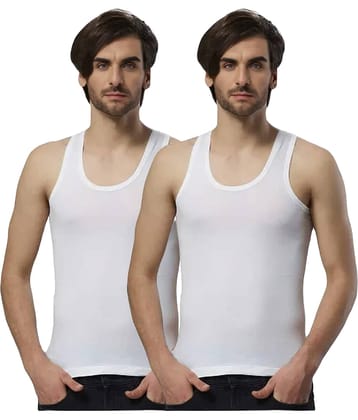 INNERO Pack of 2 Cotton Basic Vest For Men ( White )