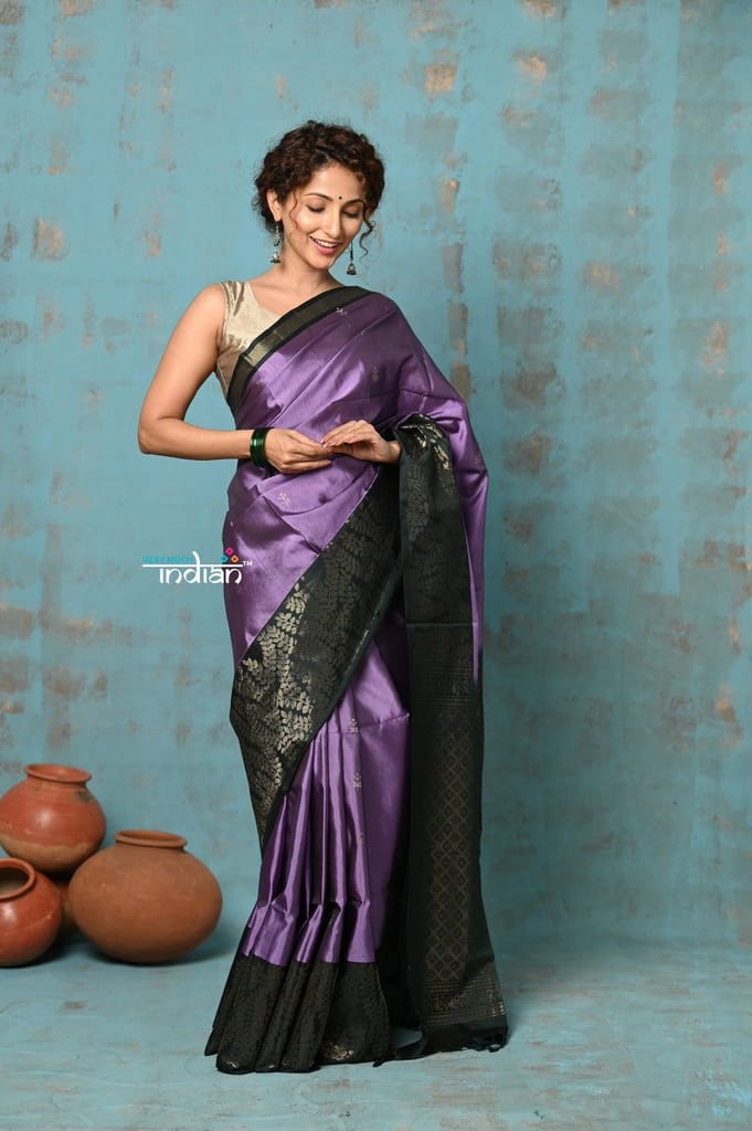 Anokhi ~ Handloom Pure Soft Silk Saree with Designer Pallu ~ Prewinkle Purple (Limited Edition) - Sarees | Buy online on ZillyBuy