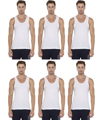 Rupa Jon White Cotton Men's Vest ( Pack of 6 )