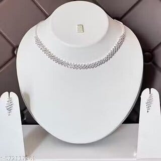 Allure Bejeweled Women Necklace Chain Set Elegant Fashion Jewelry for Party, Wedding Daily Wear