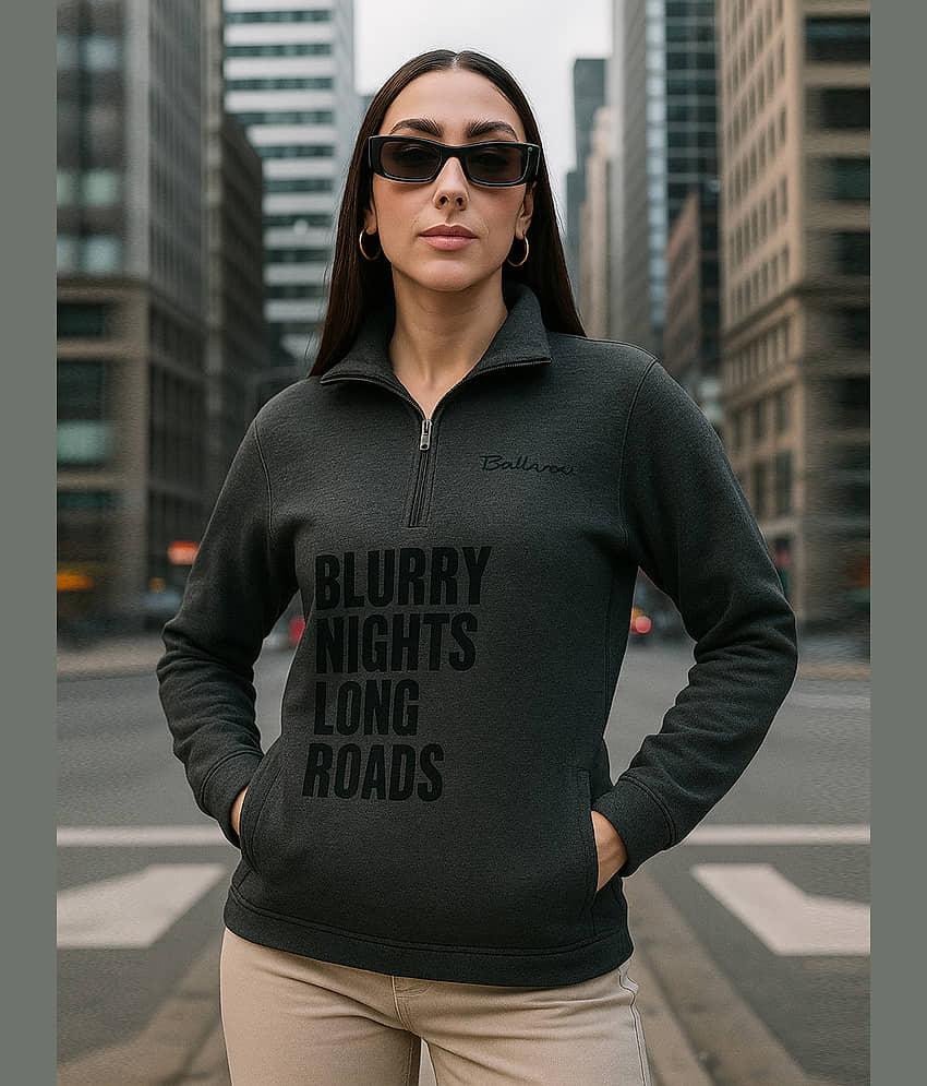 BELLAFINO Women Fleece Sweatshirt For ( Grey )