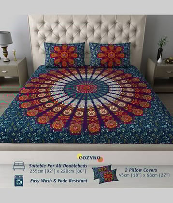 COZYKO Cotton 1 Double Bedsheet with 2 Pillow Covers ( Brown )