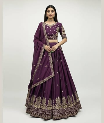 A TO Z CART Women's Art Silk Semi Stitched Flared Lehenga Choli