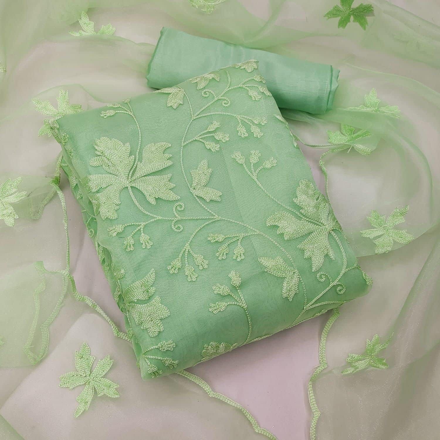 organza silk sequence Dress material for women with kota Emboidary duppatt border