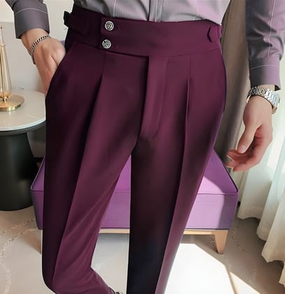 Wine Signature Buttoned Formal Gurkha Pants by ITALIAN VEGA®-28