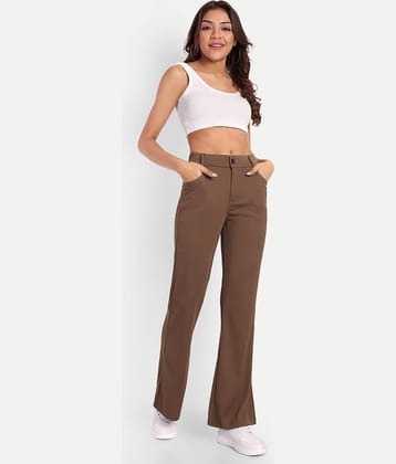 Broadstar Pack of 1 Corduroy Bootcut Women's Bootcut Pants ( Brown )