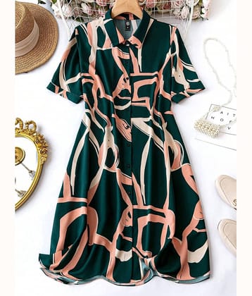 Sheetal associates Women Polyester Printed Shirt Dress ( Green )