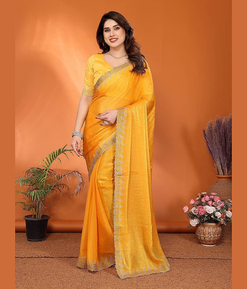 ANAND SAREES Chiffon Solid Ilkal Saree With Unstitched Blouse Piece ( Green )