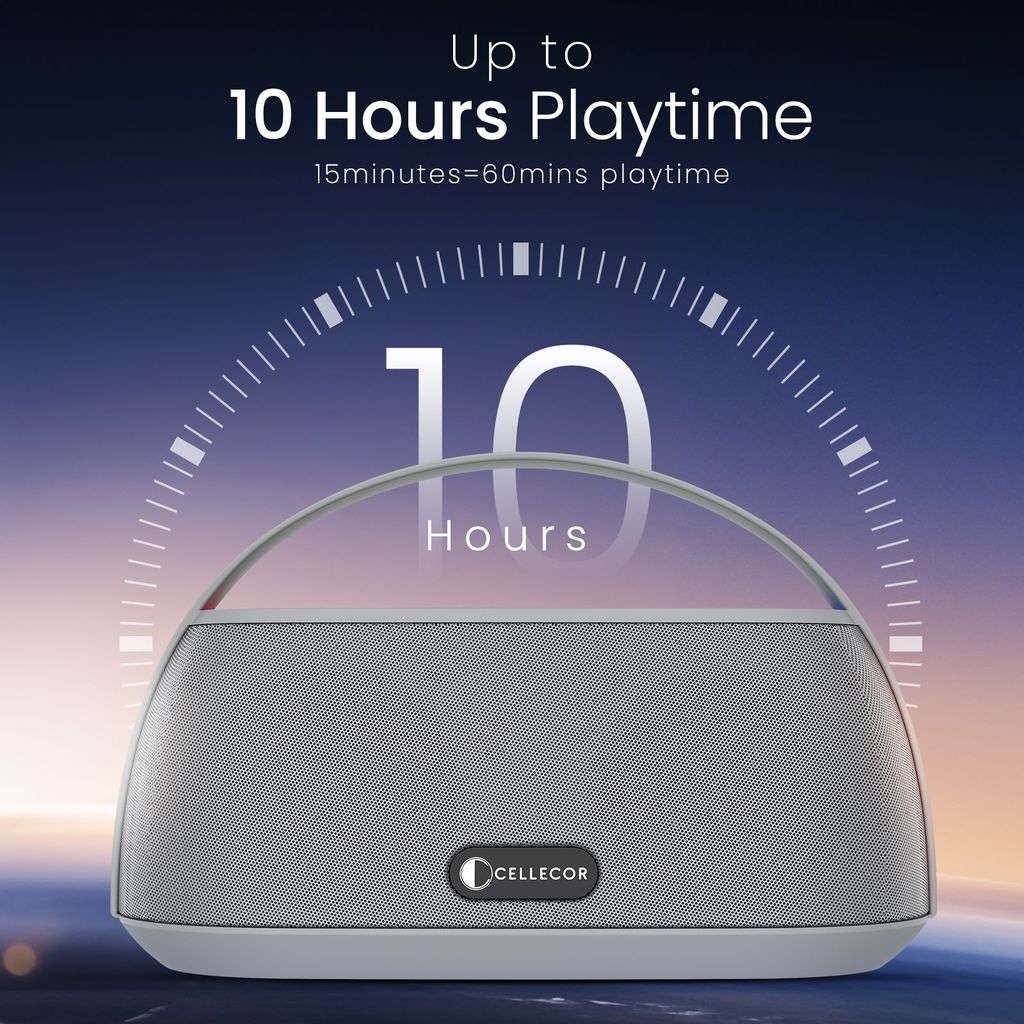 Cellecor CLB-60 | 10 Hr Playtime | BT-v5.3 | 2600mAH | Water Resistant 10 W Bluetooth Speaker-grey