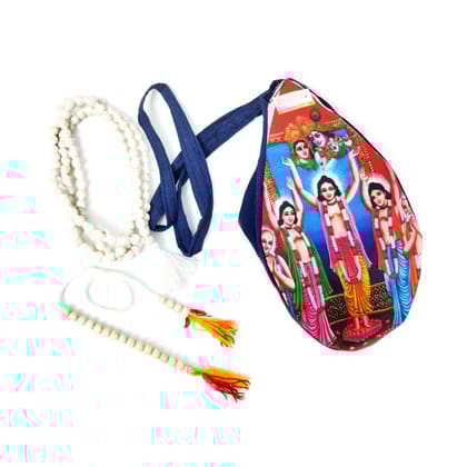 MAYAPURI Gaura Nitai Chanting Bag/Japa Bag with Japa Mala 108 Beads & Sakshi Mala