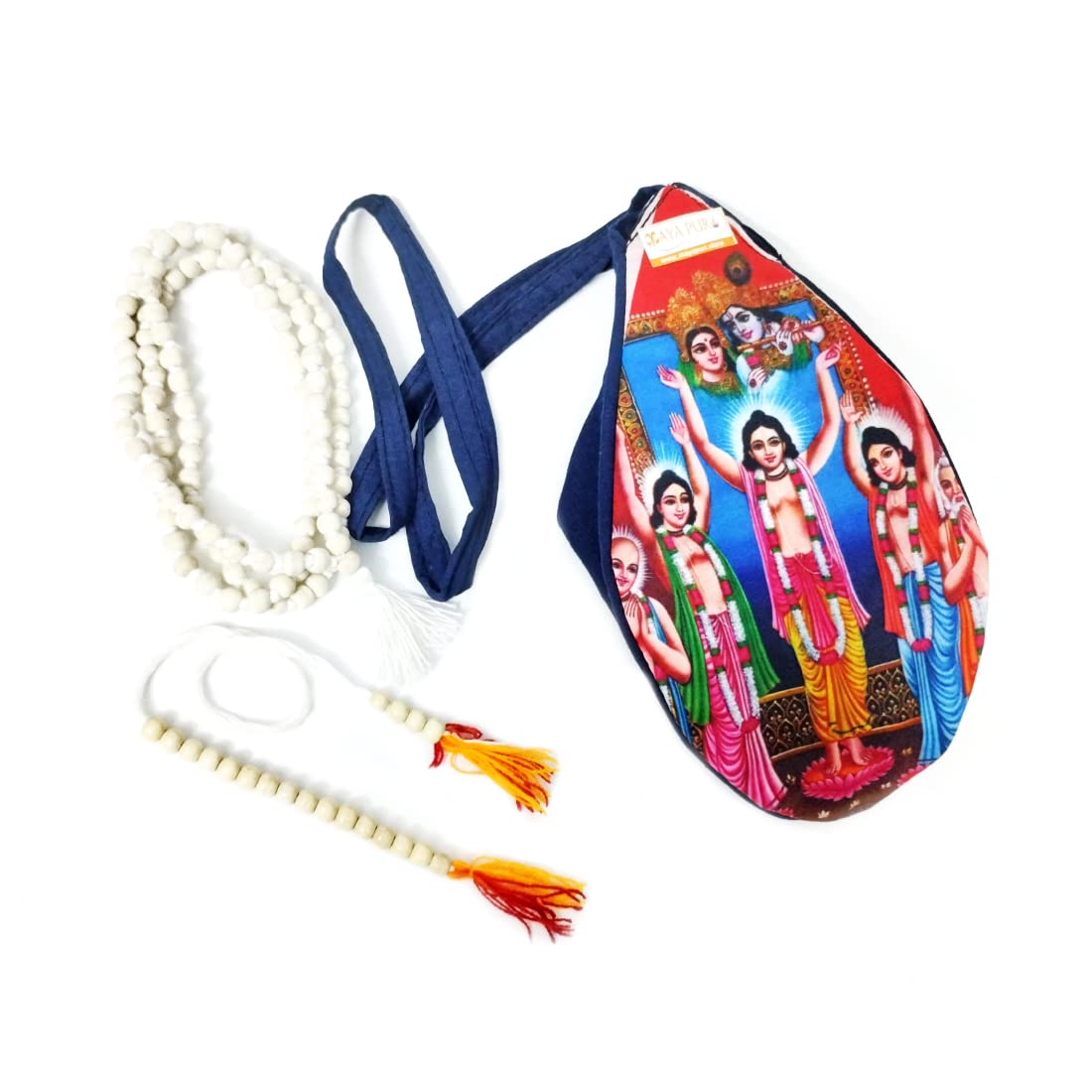 MAYAPURI Gaura Nitai Chanting Bag/Japa Bag with Japa Mala 108 Beads & Sakshi Mala