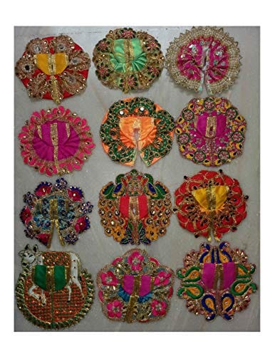 VARNI CREATION Fancy Quality Ladoo Gopal Shringar (Assorted Colour, Diameter : 5 inch) Set of 5 Pieces and Design