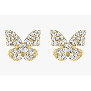 Golden Butterfly Stud Earrings with Diamond Dust (Luxury)
