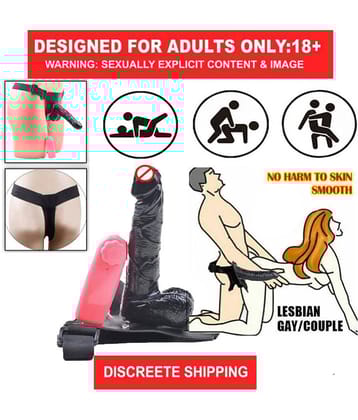 7 INCH VIBRATING BIG HOLLOW BLACK STRAP ON DILDO WITH BELT FOR MEN AND WOMEN BY KAMAHOUSE(LOW PRICE)