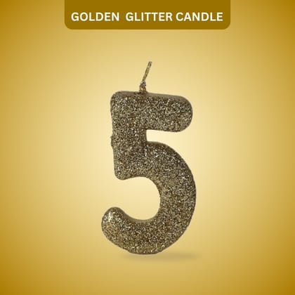 Number 5 Golden Glitter Candle - 1PC