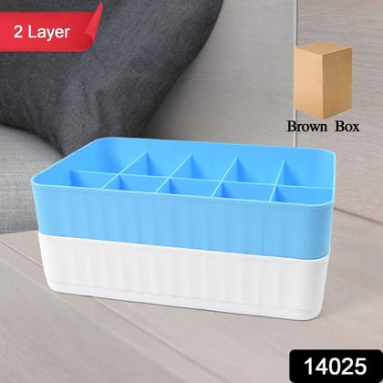 Multi-Function Desktop Drawer Storage Box 10 Grid Underwear Socks Box (2 Pc Set)