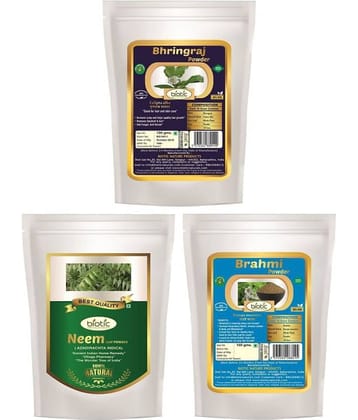 Biotic Bhringraj, Neem and Brahmi Powder - 300 gms(100 gms Each) Hair Mask 300 g Pack of 3