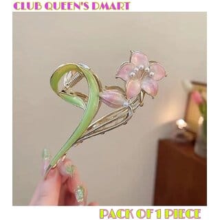 Metal Hair Claw Clips - Lily Design, Large Nonslip Barrettes with Strong Hold for Thick or Thin Hair, Cute Floral