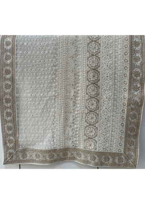 SEQUIN CREAM GEORGETTE  STOLE