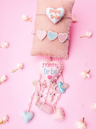 Papa To Be 3D Heart Rakhi & Mom To Be Lumba