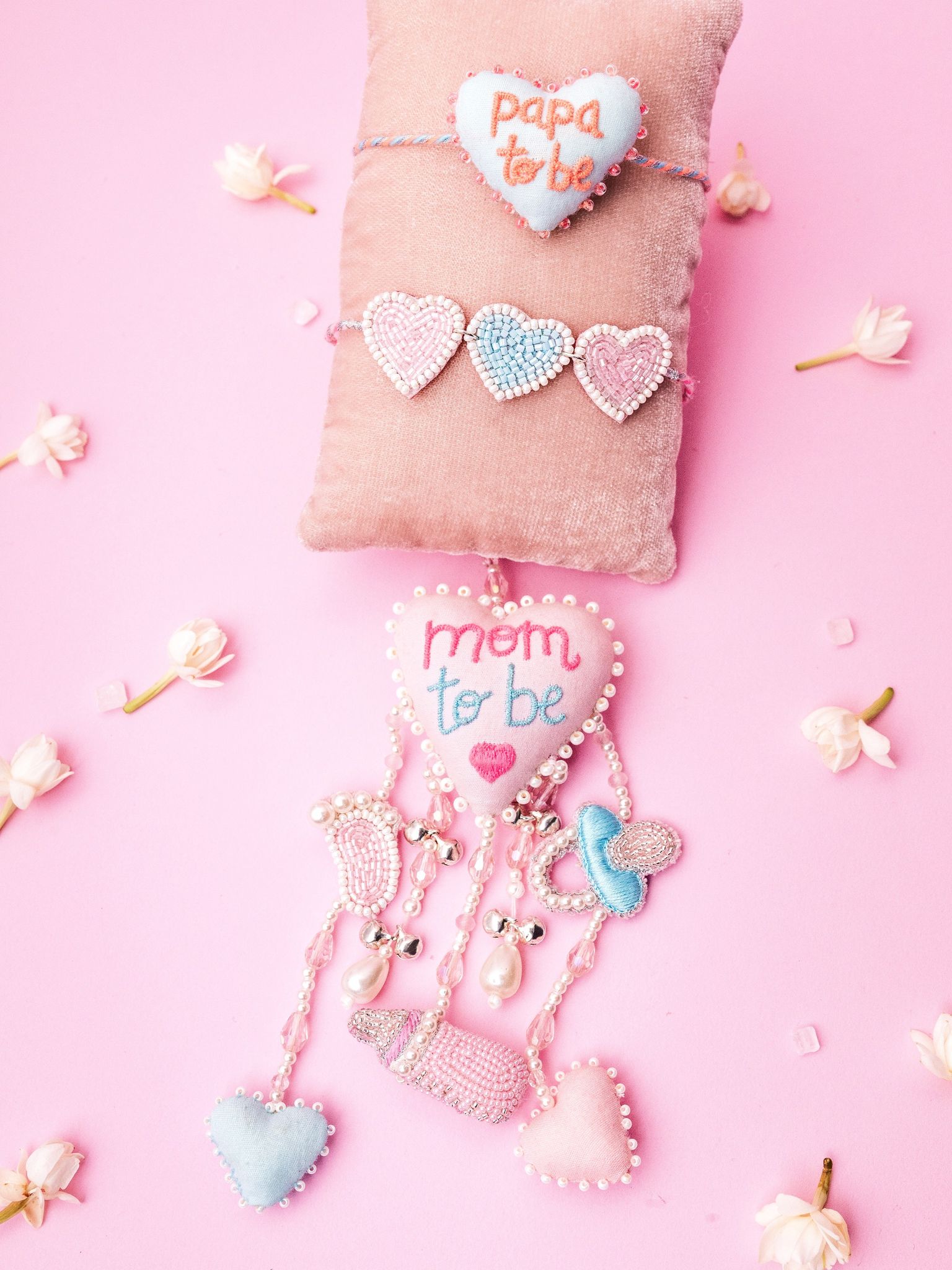 Papa To Be 3D Heart Rakhi & Mom To Be Lumba