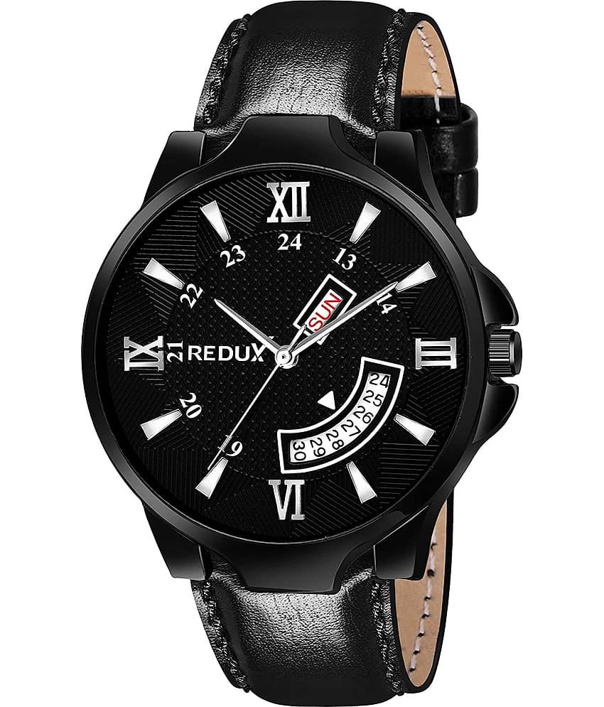 Redux - Black Leather Analog Men's Watch