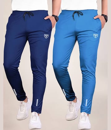 Septem Navy Blue Polyester Men's Sports Joggers ( Pack of 2 )