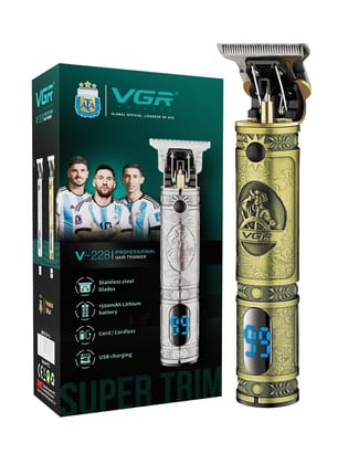 VGR V-228 Professional Hair Trimmer for Men | Precision T-Blade | LED Display | 180-Min Runtime | Corded & Cordless Operation | USB Rechargeable | Premium Metal Body | 3 Guide Combs | 2-Year Warranty VGR V-228 Professional Hair Trimmer for Men | Precisio