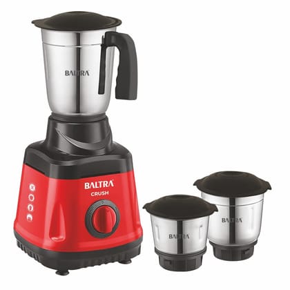 BALTRA Crush-3 BMG 174 Mixer Grinder 550 Watt | 3 Stainless Steel Jars (Wet, Dry Grinding & Chutney Jar) | Adjustable Speed Control | Durable Overload Protection | Unbreakable Lid