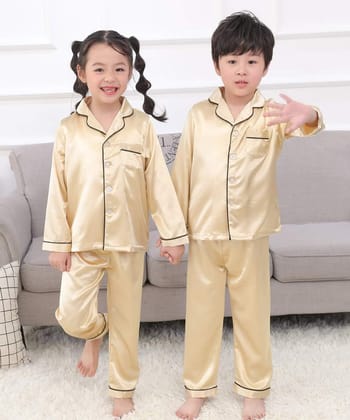 Gold Co-ord night suit for boys and girls-1-2 YEARS