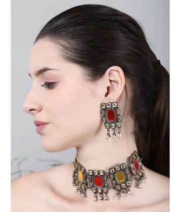 PUJVI Multi Color Alloy Necklace Set ( Pack of 1 ) - Multi Color