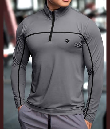 Eyebogler Polyester Regular Fit Striped Full Sleeves Men's High Neck T-Shirt - Maroon ( Pack of 1 )