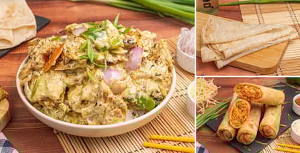 1 x Malai Chaap, 2 x Rumali Roti, 1 x Classic Spring Roll