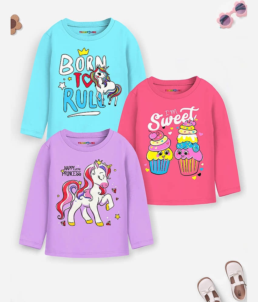 Trampoline Pack of 3 Girls Cotton Blend T-Shirt ( Multicolor1 )