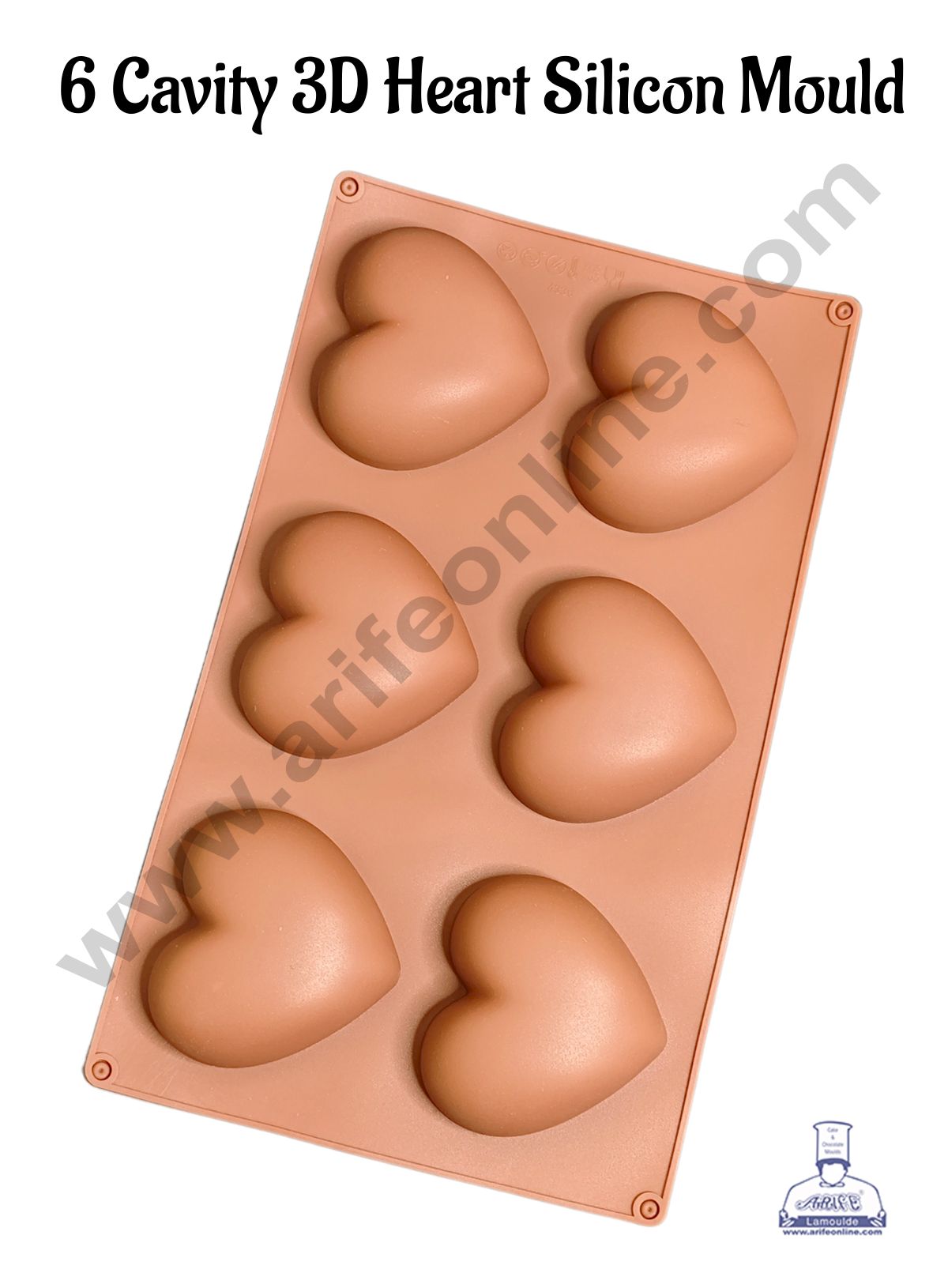 6 Cavity Deep 3D Heart Shape Silicon Mould - CAKE DECOR™