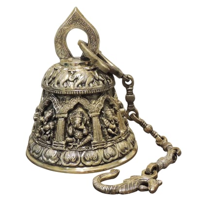 Brass Wall Hanging Temple Bell, Ghanta, Height : 13 Inch (BSMAS1372 F)