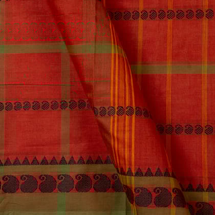 Red With Yellow Checks Silk Cotton Blouse PV BL 101-38