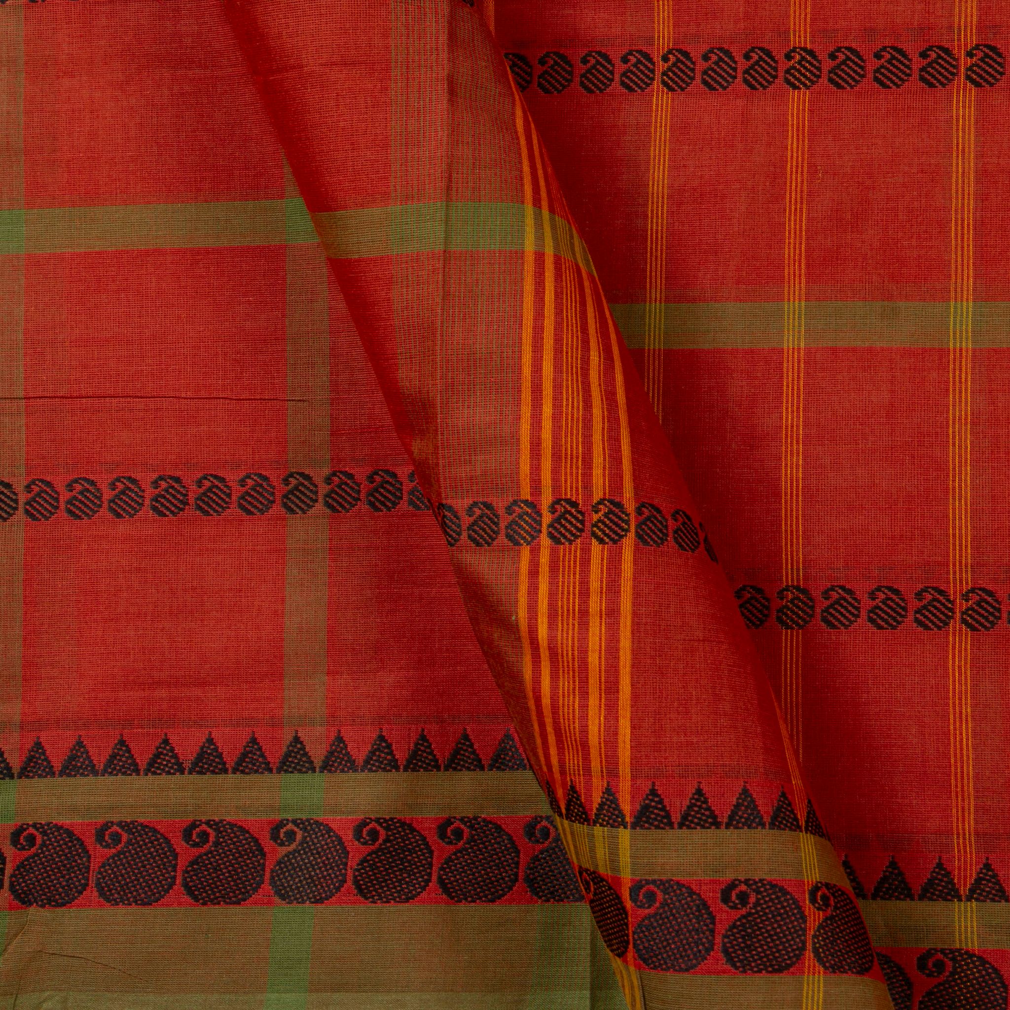 Red With Yellow Checks Silk Cotton Blouse PV BL 101-38