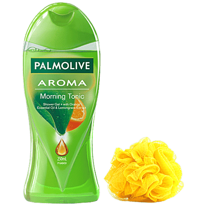 Palmolive Shower Gel - Aroma Morning Tonic Body Wash, With Free Loofah, 250 ml Bottle