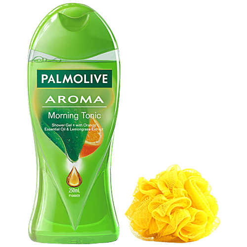 Palmolive Shower Gel - Aroma Morning Tonic Body Wash, With Free Loofah, 250 ml Bottle